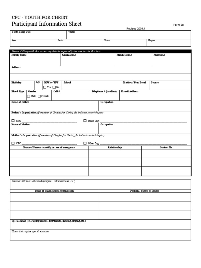 CFC Youth Participant Info Sheet | PDF