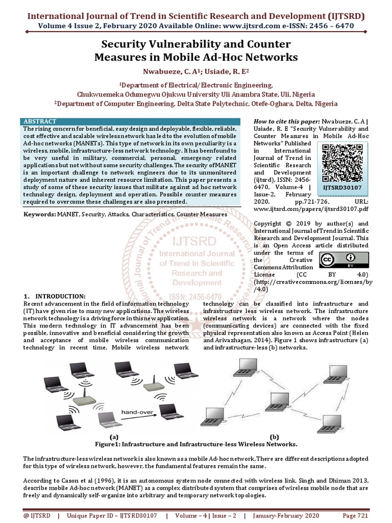 Security Vulnerability and Counter Measures in Mobile Ad Hoc Networks ...