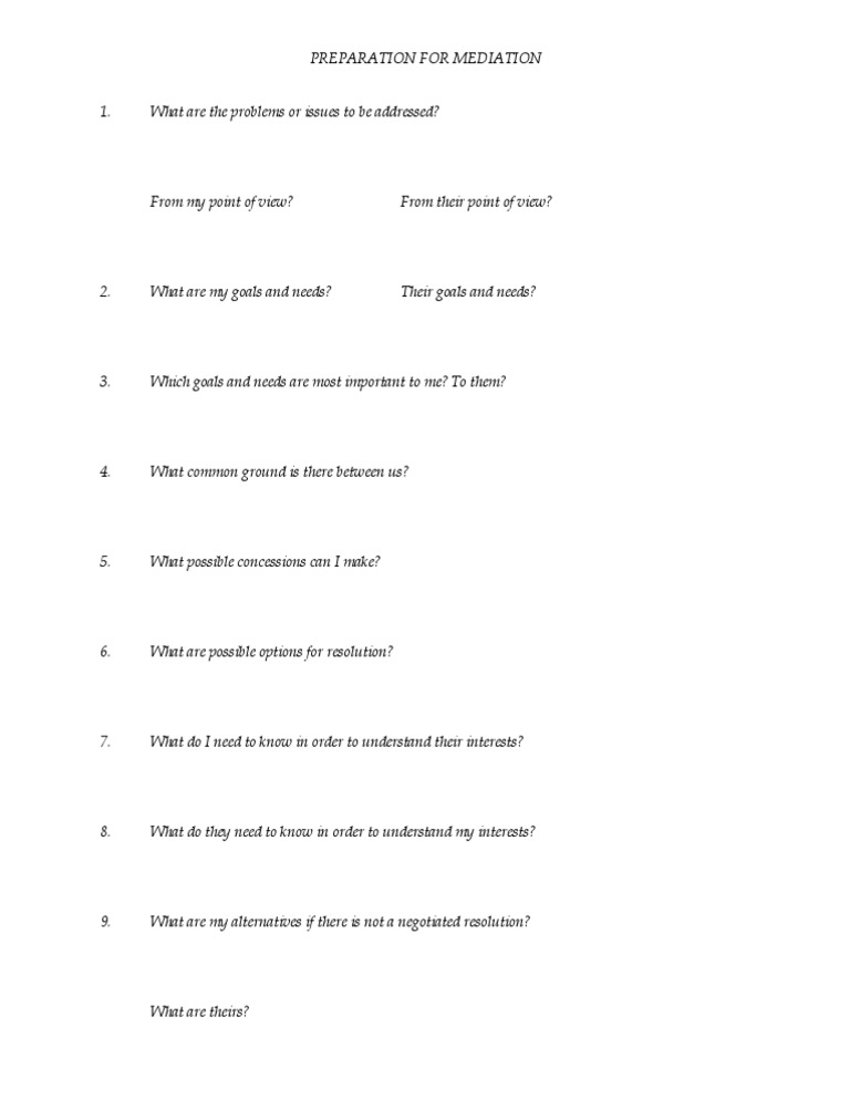 Mediation statement form image