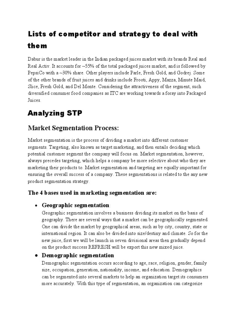 Competitor Analysis and Market Strategy | PDF | Market Segmentation ...