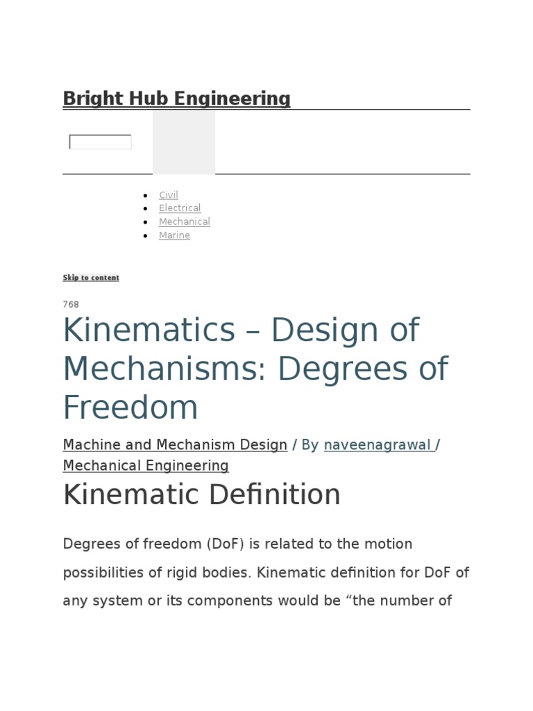 DEGREE OF FREEDOM IN MECHANICAL ENGINEERING intelligence overview