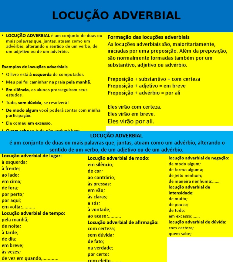 Locução Adverbial | PDF | Advérbio | Preposição e posposição