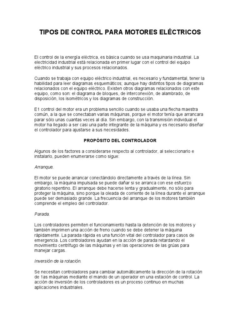 Control de Motores Eléctricos | PDF | Motor eléctrico | Electricidad