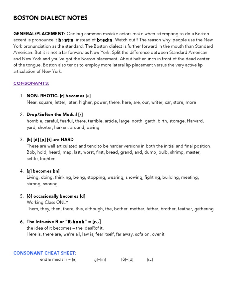 Boston Accent Guide for Actors | PDF | Phonology | Semiotics