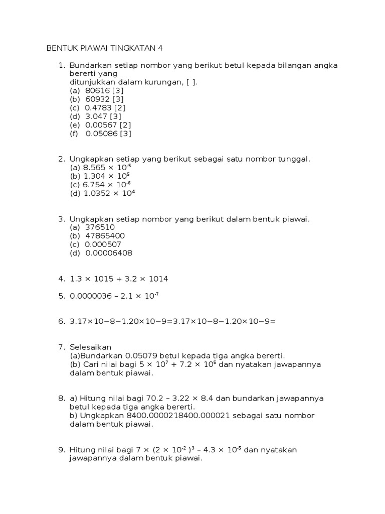 Form 4 Bentuk Piawai Pdf