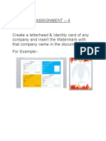 Assignment - 4 Create A Letterhead & Identity Card of Any Company and Insert The Watermark With That Company Name in The Document. For Example