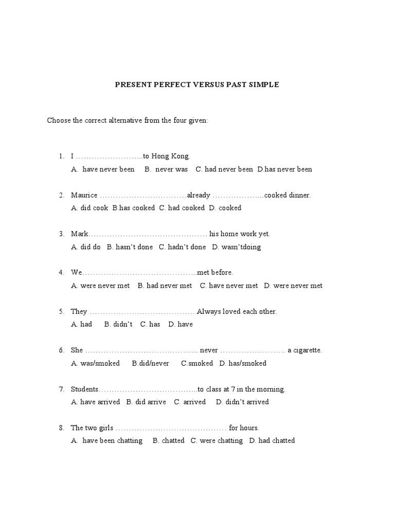 Present Perfect vs Past Simple Exercises | PDF | Language Arts & Discipline