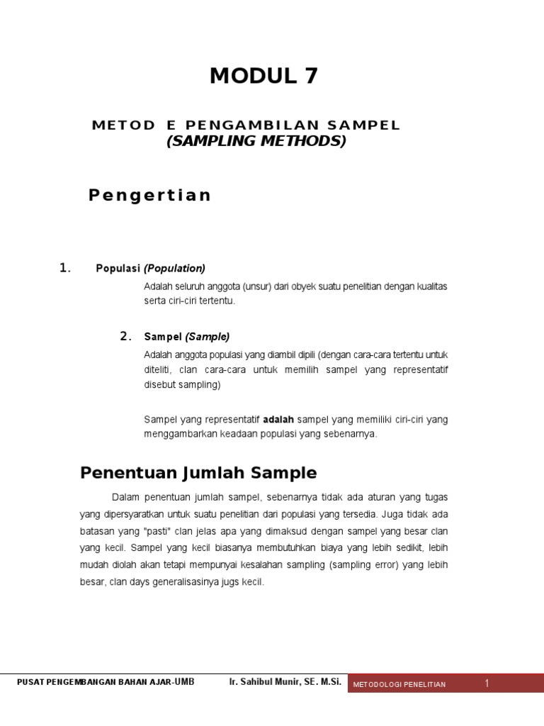 Metode Pengambilan Sampel | PDF