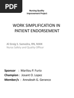 Work Simplification in Patient Endorsement: Al Greig S. Samedra, RN, MAN