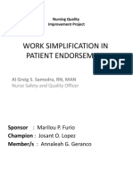 Work Simplification in Patient Endorsement: Al Greig S. Samedra, RN, MAN