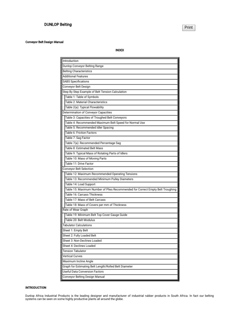 Dunlop Conveyor Belt Design Manual PDF PDF Belt (Mechanical) Materials