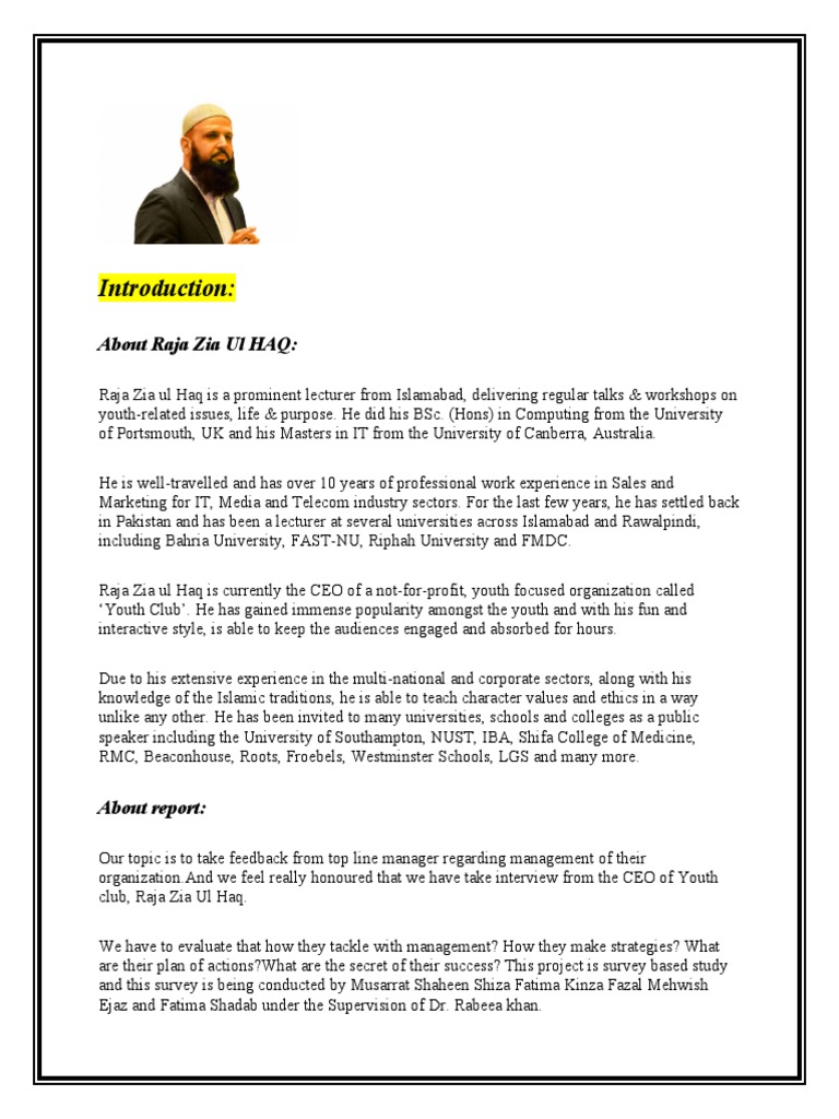 Management Report Islamabad World Politics