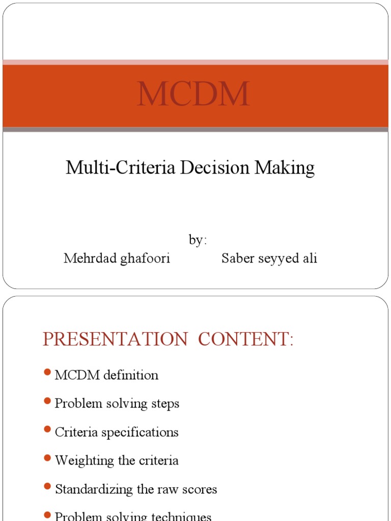 Multi-Criteria Decision Making Overview | PDF | Decision Making ...