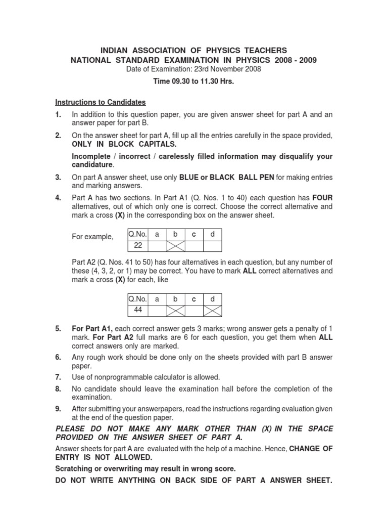 Usa physics olympiad exam image