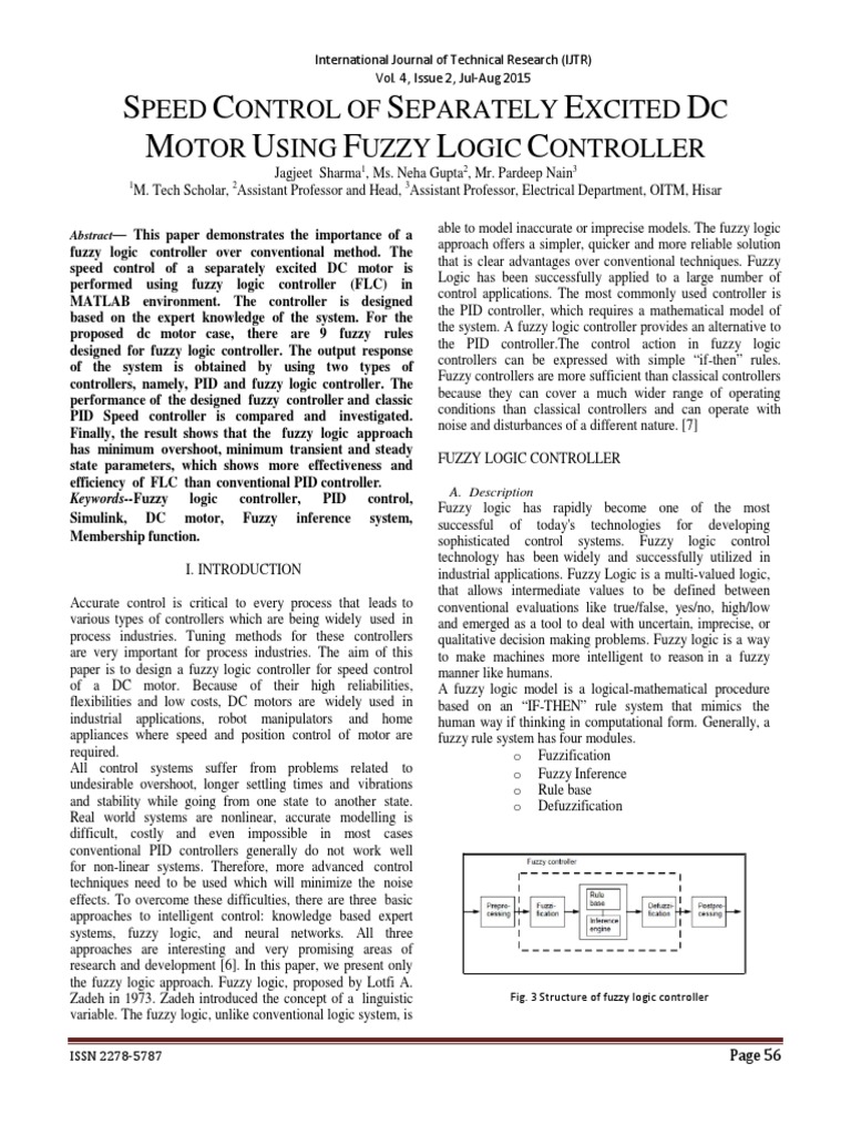 Speed Control of DC Machine | PDF | Fuzzy Logic | Control Theory