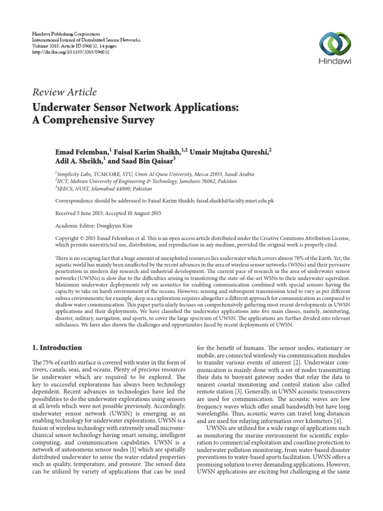 Underwater Sensor Network Applications A Comprehen | PDF | Wireless ...