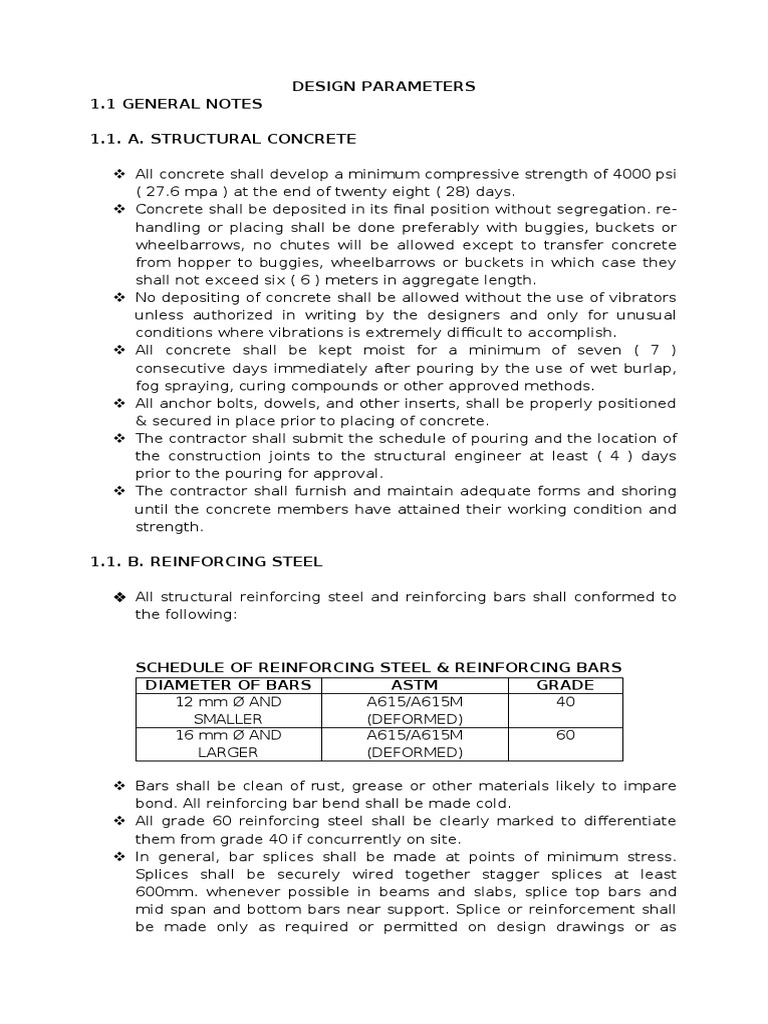 Structural Design Parameters Guide | PDF | Structural Load | Concrete