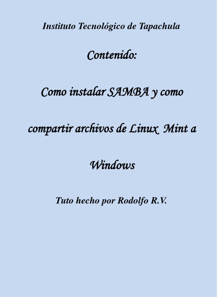 Instalar Samba en Linux Mint | PDF | Ventana (informática) | Archivo de ...