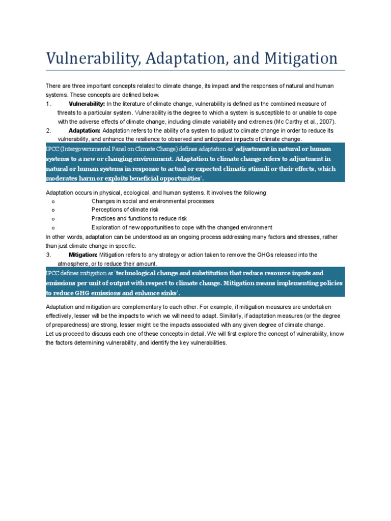 Vulnerability Climate Change Pdf Climate Change Mitigation