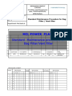 Standard Maintenance Procedure For Bag Filter/Vent Filter: Mel Power Plant