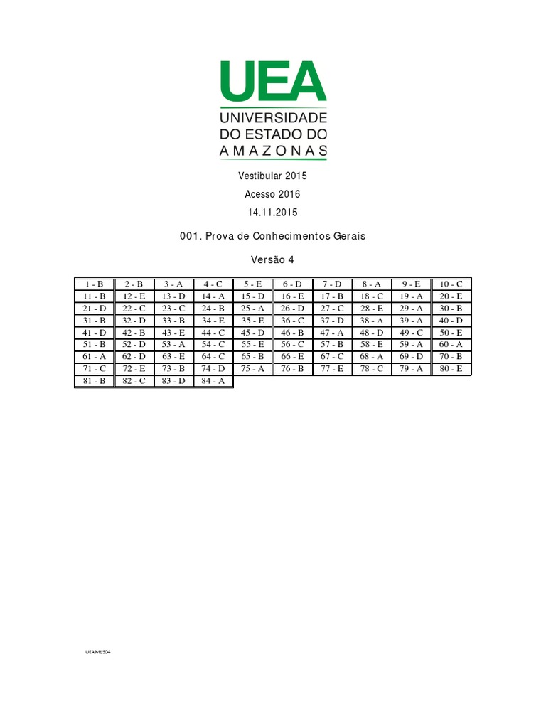Uea Macro de Verão Gabarito | PDF