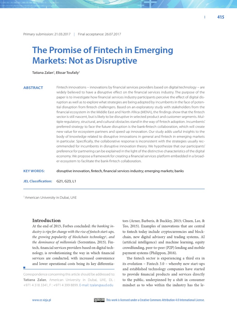 The Promise of Fintech in Emerging Economies | PDF | Disruptive ...