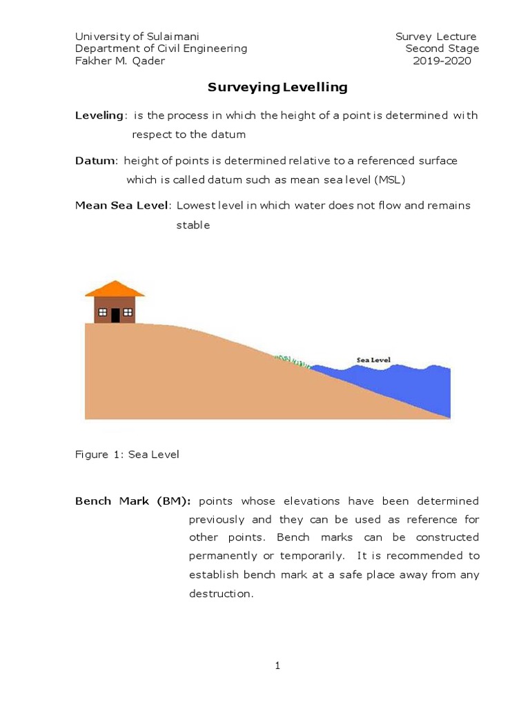 Surveying and Levelling Fundamentals | PDF | Sea Level | Surveying