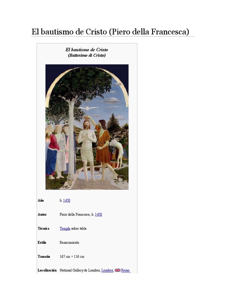 El Bautismo de Cristo Descargar gratis PDF Pinturas Bautistas