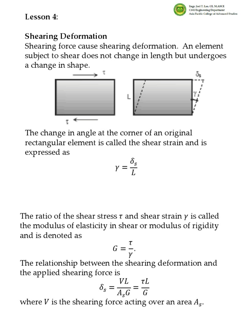 Shearing Deformation and Strain Analysis | PDF | Deformation (Mechanics ...