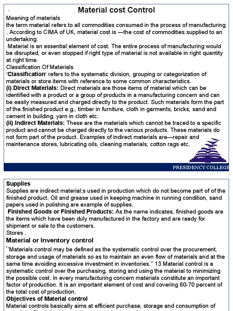 Material Control Techniques and Objectives | PDF | Invoice | Discounts ...
