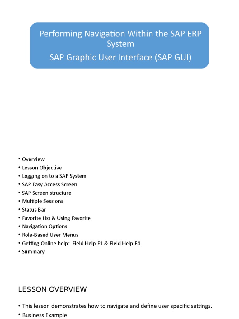 Navigating the SAP ERP System | PDF | Menu (Computing) | Icon (Computing)