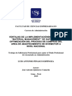 Ventajas de La Implementacióndel Módulo "Material Management" de Sap para La Optimización Del Proceso de Compras Del Área de Abastecimiento de Divemotor A Nivel Nacional