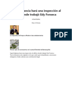 SuperVigilancia Hará Una Inspección Al Edificio Donde Trabajó Edy Fonseca