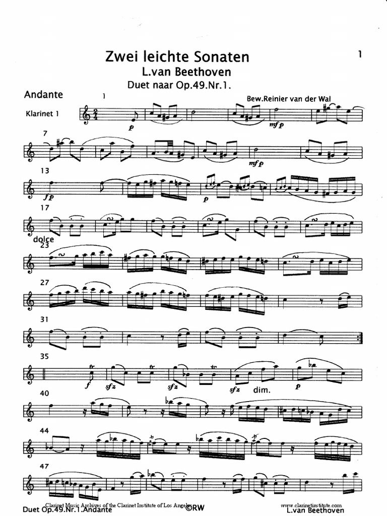 Institute) Beethoven Duets Op 49 Etc PDF PDF Elementary