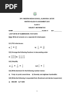 Class 5 - Winter Holidays Assignment 2015