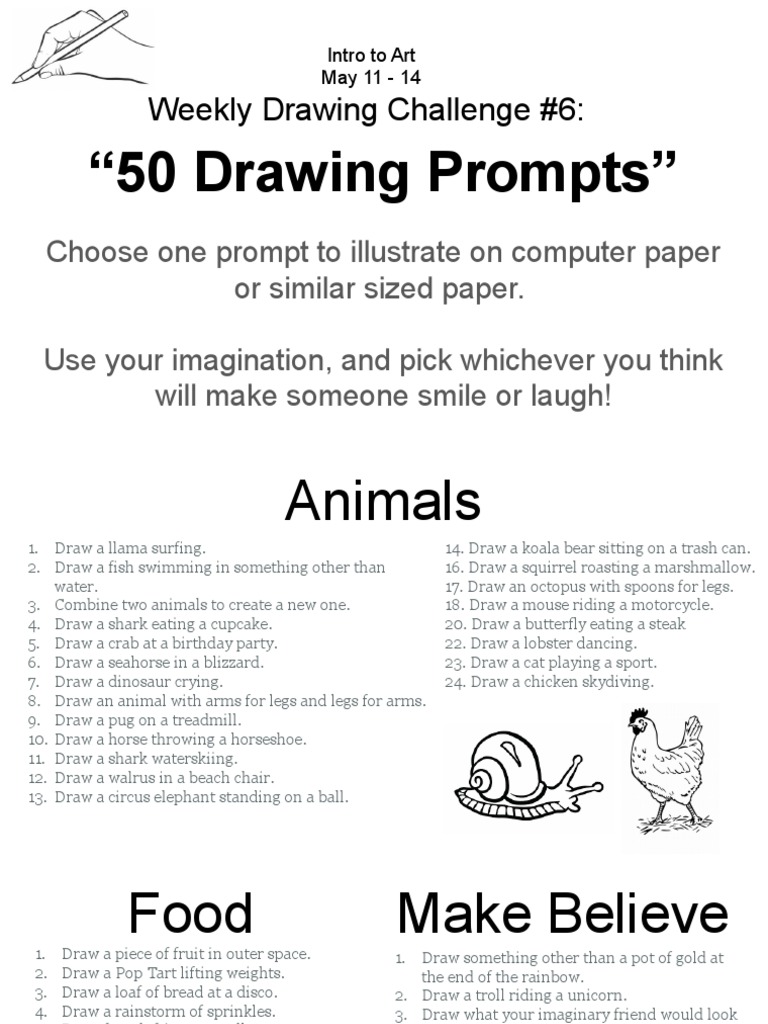 Intro To Art - Weekly Drawing Challenge 6 | PDF | Foods