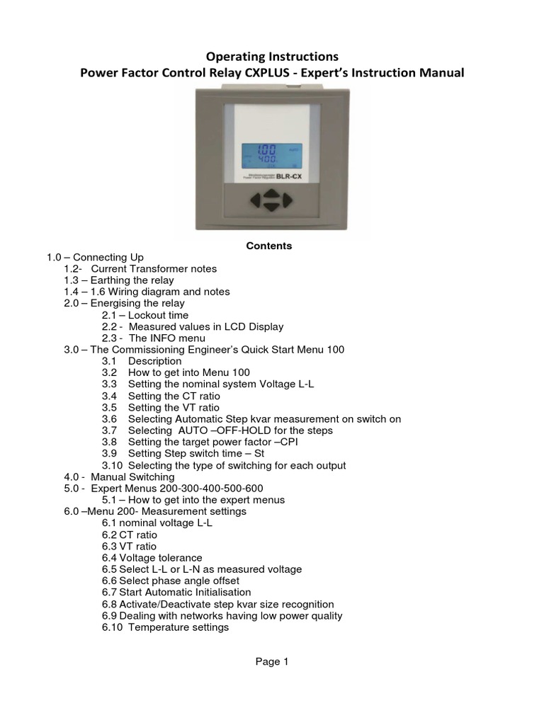 CXPLUS Relay Operating Manual | PDF | Relay | Capacitor