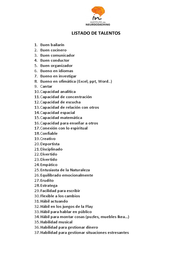 Listado de Talentos | PDF