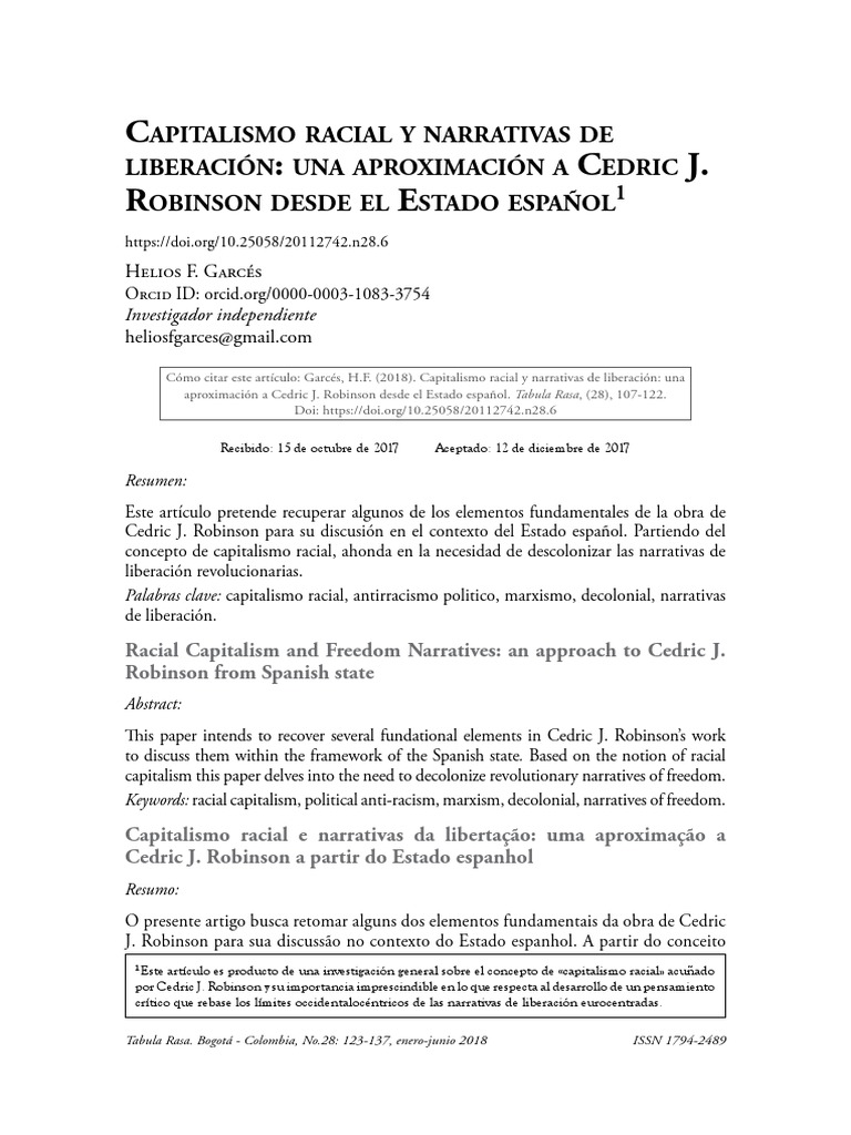 Capitalismo racial y liberación en España | PDF | Raza (categorización ...