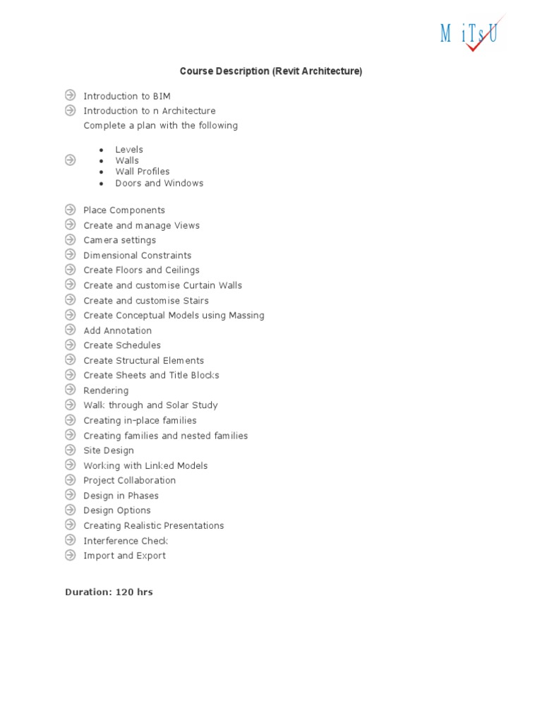 Revit Architecture Course Overview | PDF
