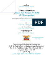 Seminar on Mechanical Engineering Submitted in 2016