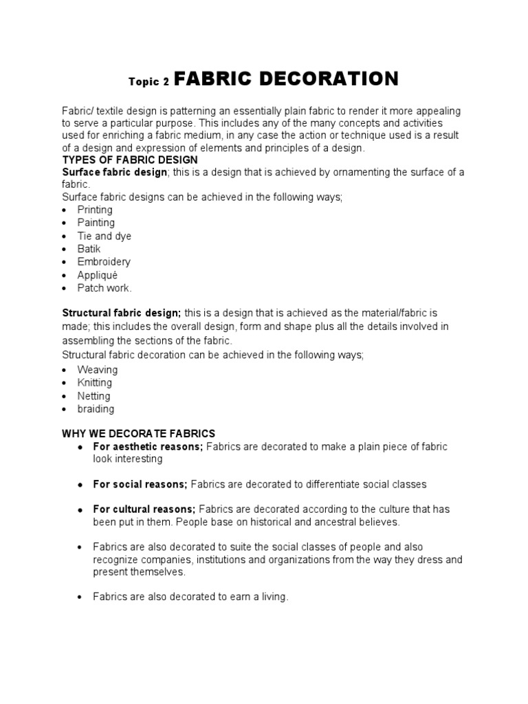 Fabric Decoration PDF Textiles Crafts
