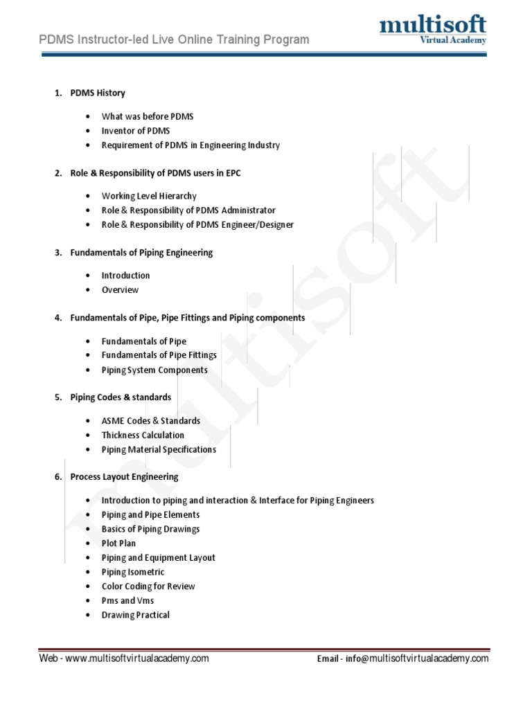Pdms Course Content PDF | PDF