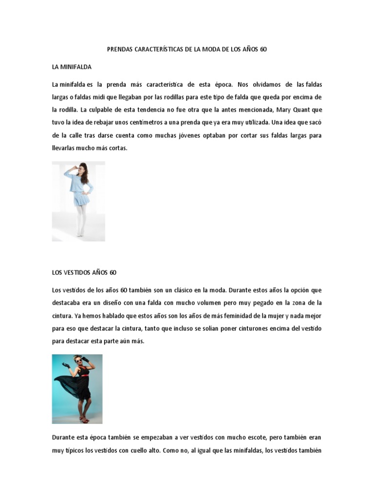 Moda icónica de los años 60 | PDF | Moda | Cuerpo humano