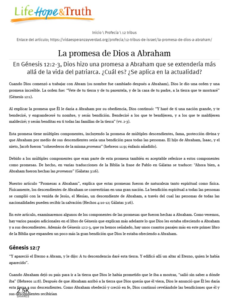 La Promesa de Dios A Abraham - Vida, Esperanza y Verdad | PDF | Abrahán ...