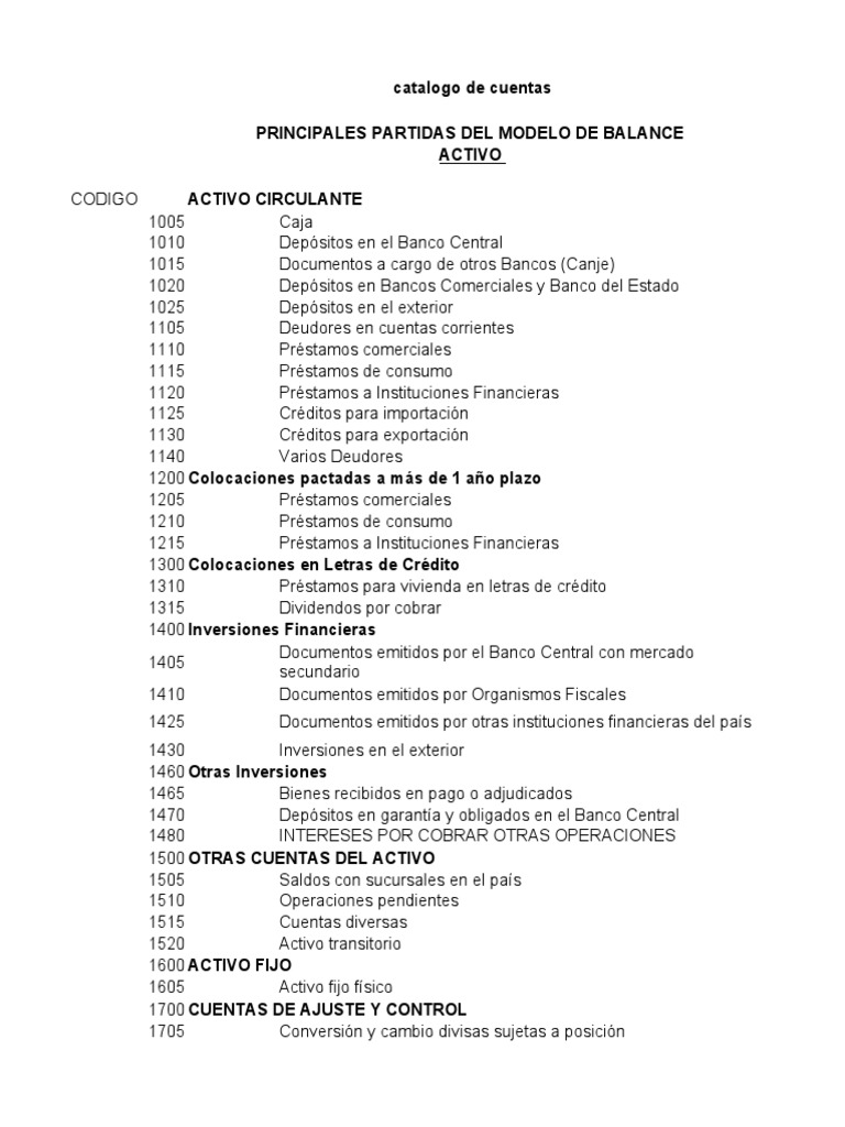 Catálogo de Cuentas Contables México | PDF | Crédito | Finanzas y dinero
