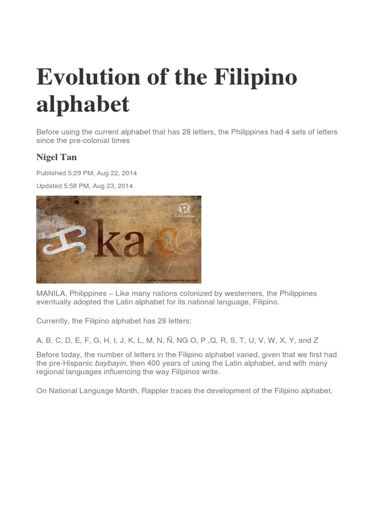 Filipino alphabet original How many