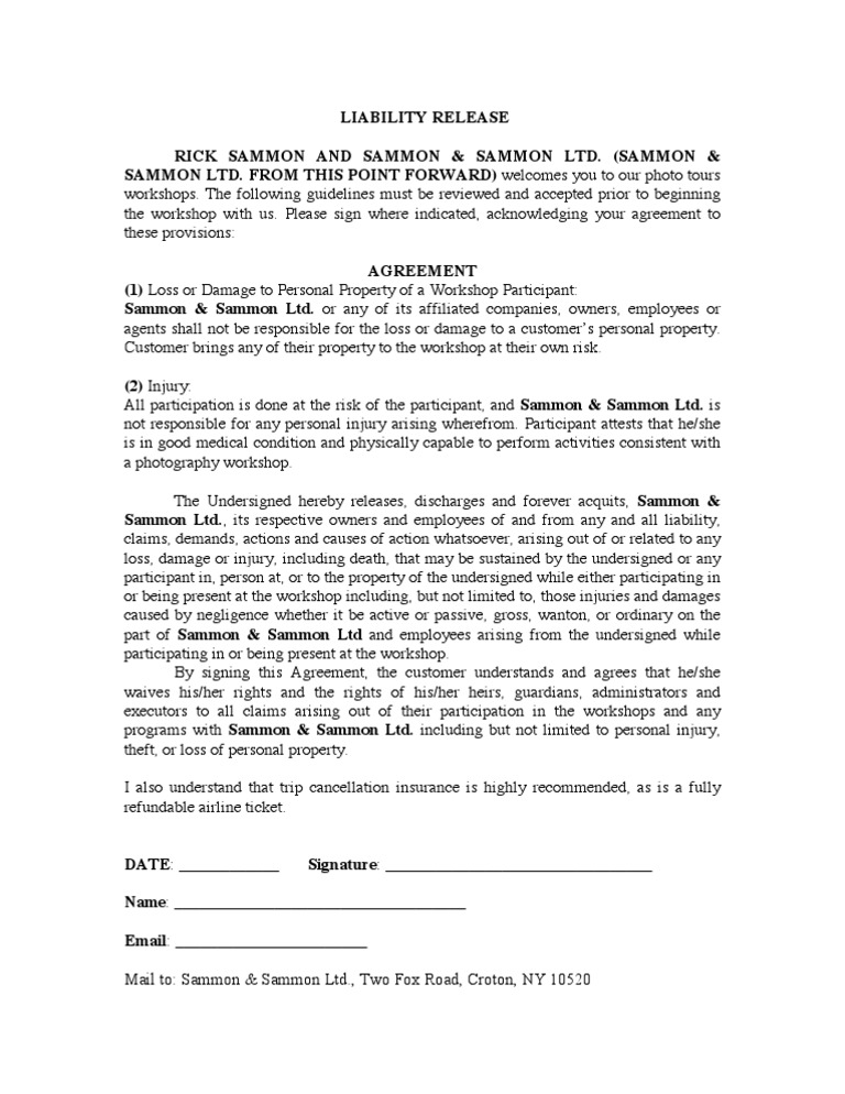 Liability Release | PDF | Damages | Civil Law (Legal System)