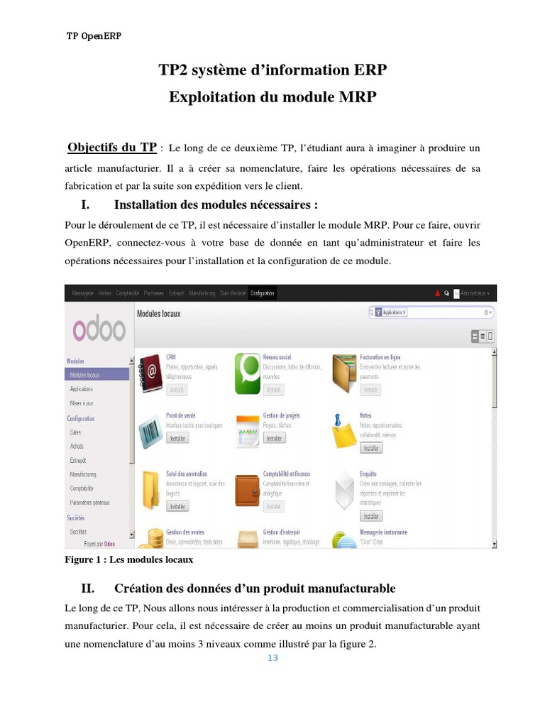 TP OpenERP : Fabrication et Vente ERP | PDF | Inventaire | Progiciel de ...