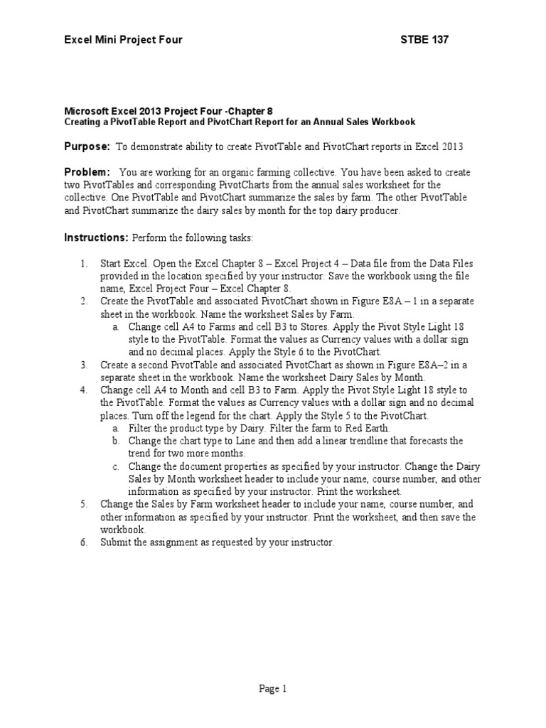 Microsoft Excel 2013 Project Four - Chapter 8 | PDF | Worksheet ...